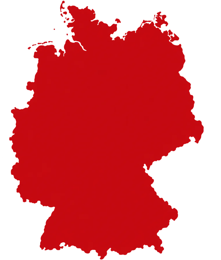 Deutschlandkarte mit Einsatzgebiet Berlin und Brandenburg sowie weiteren Großstädten